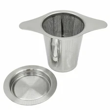 1-2pcs Tea Infuser Mesh Loose Leaf Herb Strainer Stainless Steel Filter W/Lid