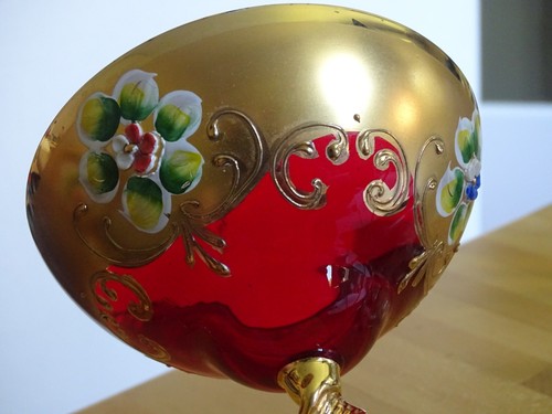 2 VINTAGES CHAMPAGNE OR MARTINI GLASSES MURANO VENETIAN ITALY 24k Gold - Picture 7 of 9