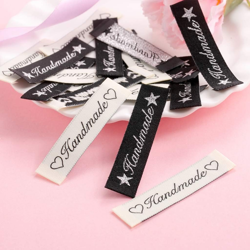 100 Stück Handmade Stoffetiketten Textiletiketten Handmade Stoff Labels Tags Kle - Bild 7 von 7
