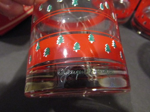 Georges Briard ALBERO DI NATALE Set di 4 Old Fashion con Portafilo Firmato Lowball - Foto 16 di 16