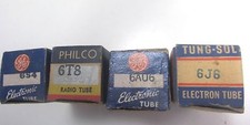 Vintage Vacuum Radio Tube 4 Box Lot GE 6S4, 6AU6, Tung-Sol 6J6, Philco 6T8
