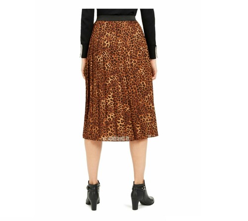 Charter Club Womens Size M Taupe Combo Animal Print Pleated Lined Midi Skirt NWT - Picture 5 of 6