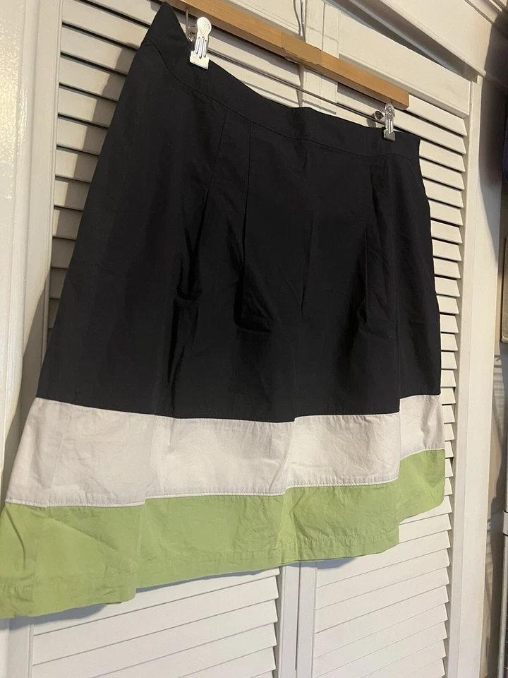 Falda BASS para mujer talla 16 100 % algodón hasta la rodilla azul a rayas alineado Foto 3 de 4