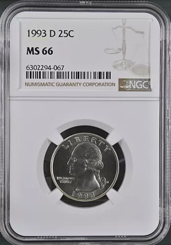1993-D 25C Washington Quarter Dollar NGC  MS66   6302294-067
