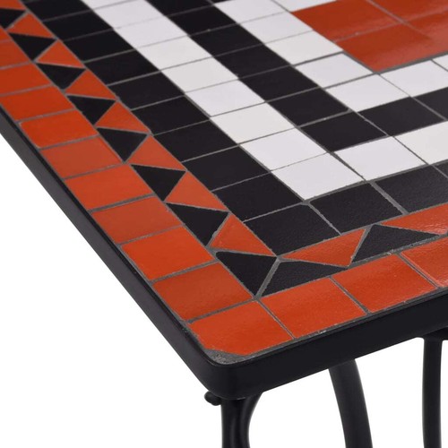 Mosaic Bistro Table Terracotta White 60cm Ceramic - Picture 4 of 8