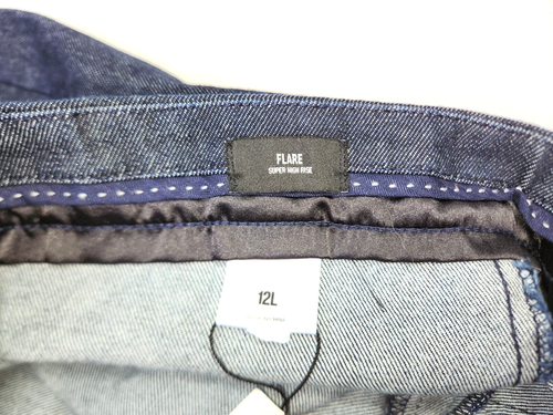 Express super high-rise Cotton blend stretch denim pants side zip flare New 12L - Picture 5 of 11