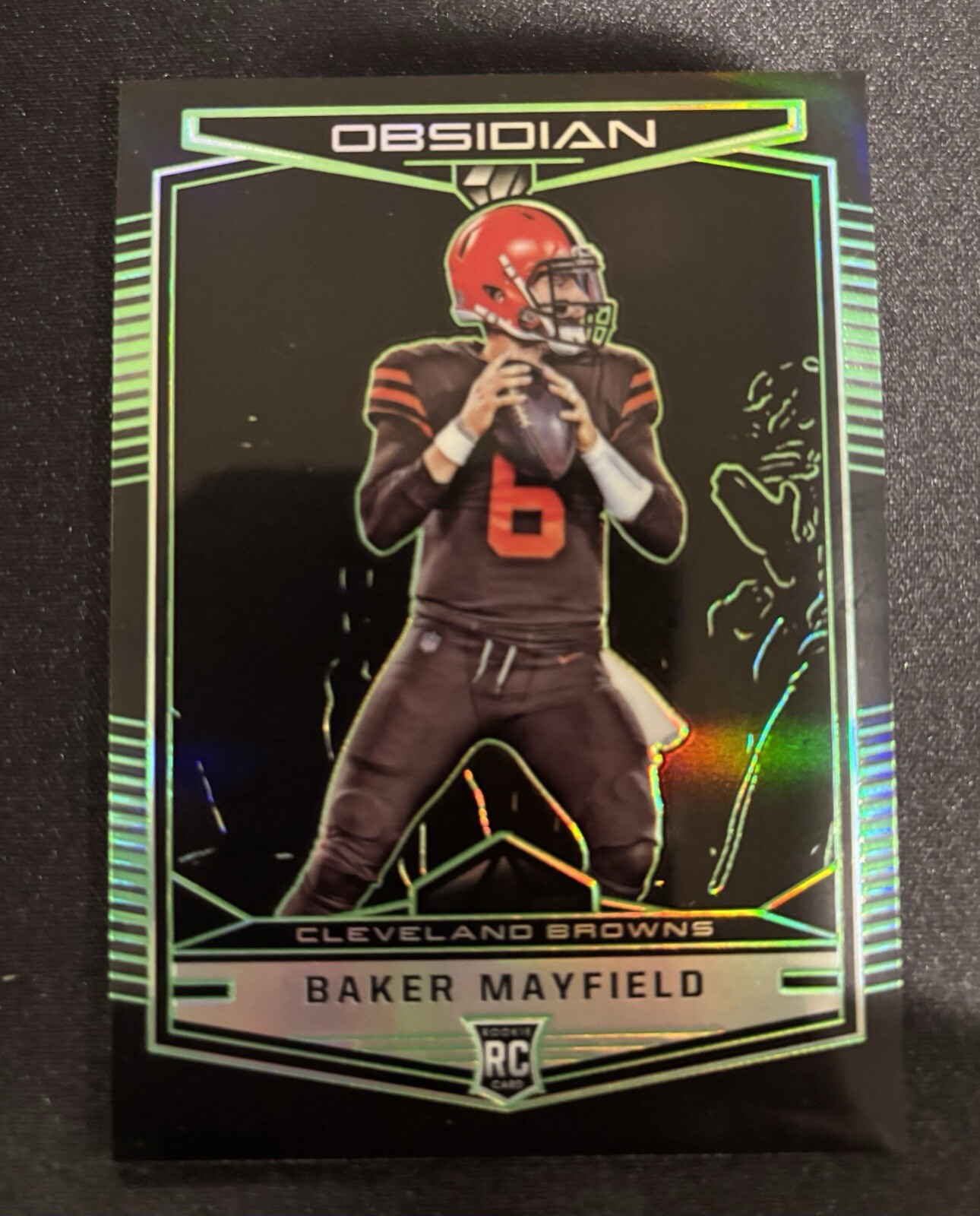 2018 Baker Mayfield Rookie RC Panini Obsidian Electric Etch Green #103 /25