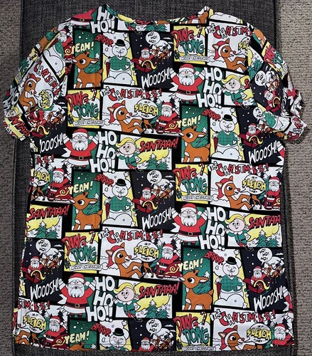 NWT Rudolph the Red Nosed Reindeer Comic Womens Scrub Top Size M - Picture 2 of 2