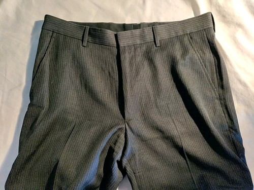 Men's Banana Republic Gray Striped Wool Lined Straight Leg Suit Pants 36x34 NWD - Picture 2 of 7