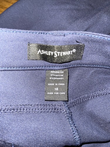 Ashley Stewart Women's Size 18 Navy Blue Pull On High Rise Wide Leg Pants - Picture 2 of 3