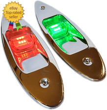 Flush Mount LED Shark Eye Boat Navigation Teardrop Lights Red and Green Stainles
