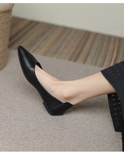 Women's Pointed Toe Flat Faux Leather Work OL Shoes Dress Comfort Pumps Loafers - Imagen 9 de 26
