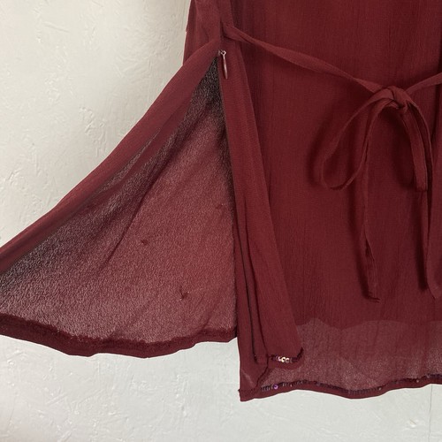 Vintage 90s Next Burgundy Short Sleeved Sequinned Fairycore Top UK Size 16 - Picture 8 of 9