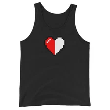 Retro 8 Bit Video Game Pixelated Half Heart Men's Tank Top Shirt