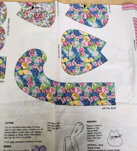 Vintage Daisy Kingdom Parlor Cats Cut and Sew Floral Chintz Coastal Kittens-Read - Picture 5 of 14