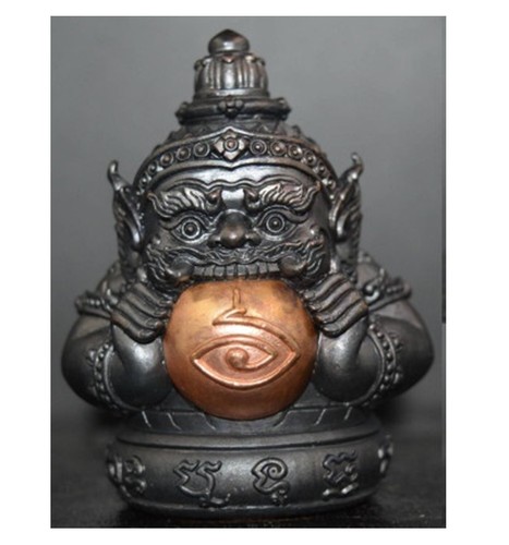 Amulett Phra Rahu schwarz Statue riesig Thai Magie okkult Glück Geld Ajan Subin - Bild 1 von 11