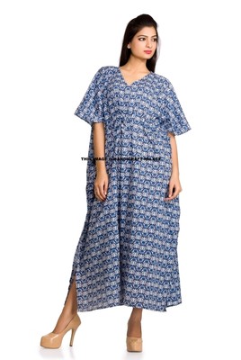 cotton kaftan dress amazon Celmia Women's Solid Maxi Dresses Short Sleeve Loose Fit Long Kaftan Dress A-Ethnic Blue Small at Amazon Women's Clothing store