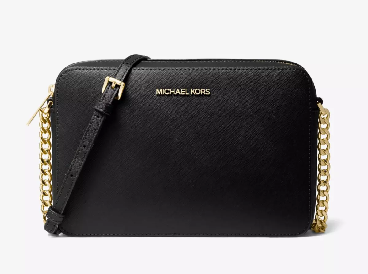 Michael Kors Jet Set Large Printed Logo Crossbody Bag In Black