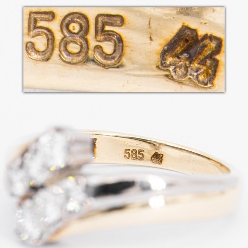Gr. 58 - Vintage Bicolor Diamant 0,60 ct. Brillant Si/G Damenring Gold 585/14K - Bild 5 von 10