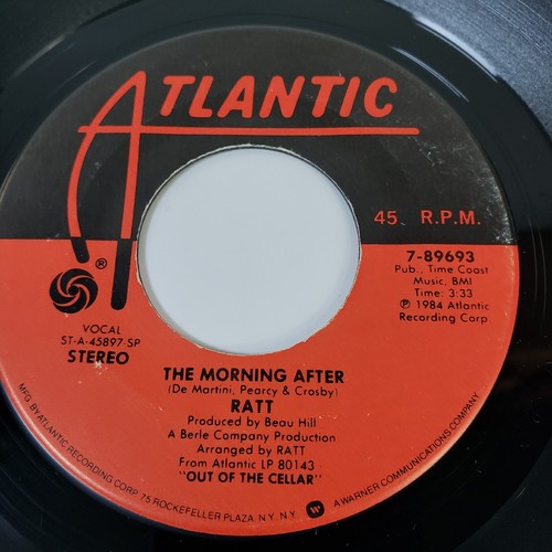 Ratt "Round And Round" 45 Vg+ Tested Atlantic "The Morning After" Jukebox - Picture 4 of 4