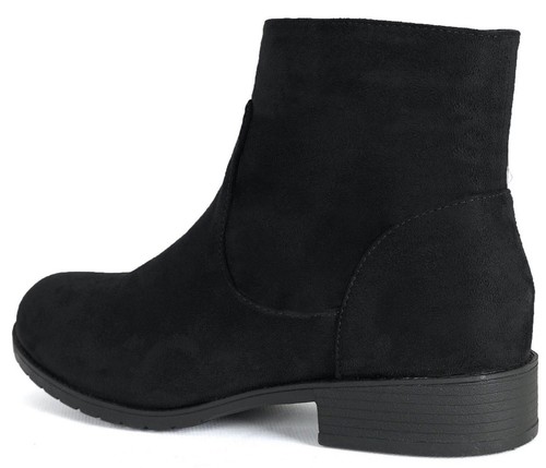 WOMENS LADIES FLAT ANKLE CHELSEA BOOTS ZIP WARM LOW HEEL WINTER SHOES UK SIZE - Picture 3 of 19