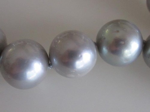 13.5-14 Millimeter Natural South Sea Gray Pearl Necklace, 14K. W.G. Clasp, New - Picture 7 of 12