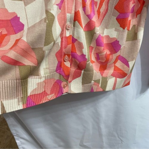 Liz Claiborne XL Pink and Tan Abstract Cardigan Summer Resort - Picture 4 of 5