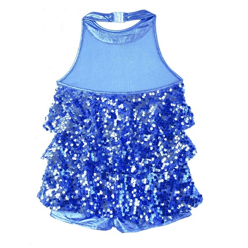 Kinder Mädchen Modern Jazz Latein Tanz Kleid Neckholder glänzend Pailletten Ballett Kostüm - Bild 60 von 100
