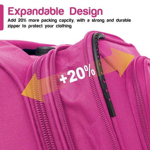 Lightweight Expandable Large Suitcase & Medium Cabin Luggage Travel Bag 4 Wheels - Picture 30 of 38