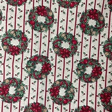 Vintage Marcus Bros Textiles Christmas wreath quilting cotton fabric 73”x 44”