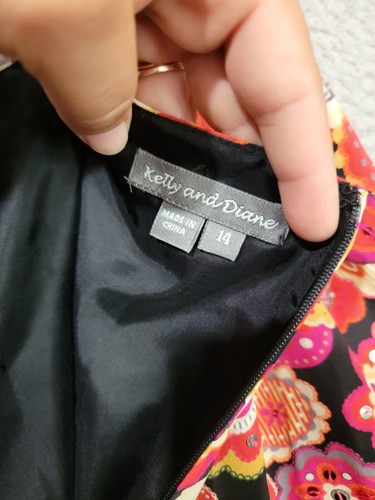 Silk Y2k Floral Skirt Size 14 Sequins Colorful Kelly And Diane Colorful Bold - Picture 7 of 9