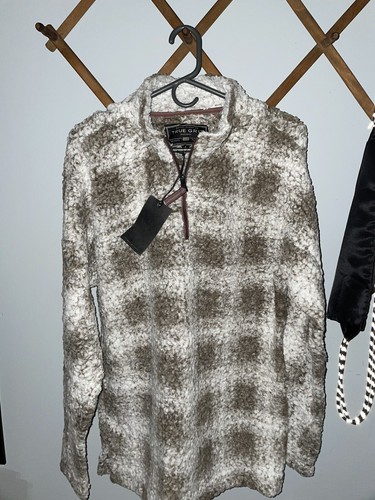 True Grit Soft Tip Box Plaid Brown Shearling Pullover Jacket, Men’s Size Medium - Picture 5 of 5