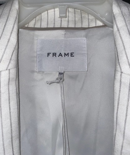 Frame Oversized Cream Stripe Pleated Boyfriend Blazer Size UK S RRP £600 - Picture 9 of 14