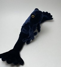 Vintage Manhattan Toy Company Blue Velvet Frog Plush Stuffy 1998 90s 1990s