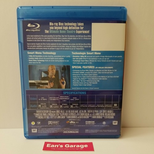 Película Blu-ray canadiense bilingüe (probada, con garantía) Live Free or Die Hard - Imagen 2 de 3
