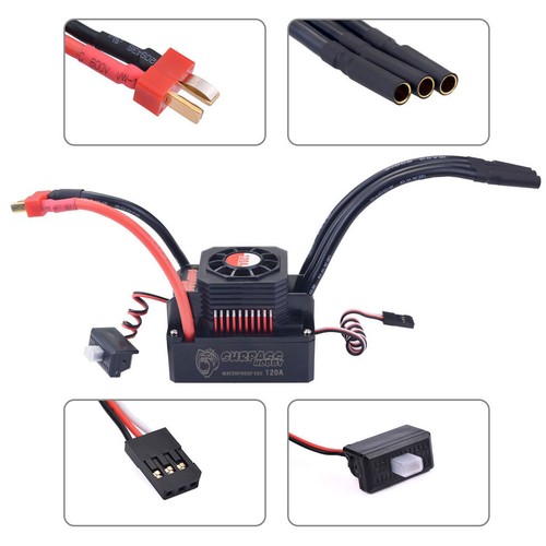 KingVal 3670 Motore brushless + 120A ESC brushless + dissipatore di calore per auto 1/8 1/10 RC - Foto 9 di 14