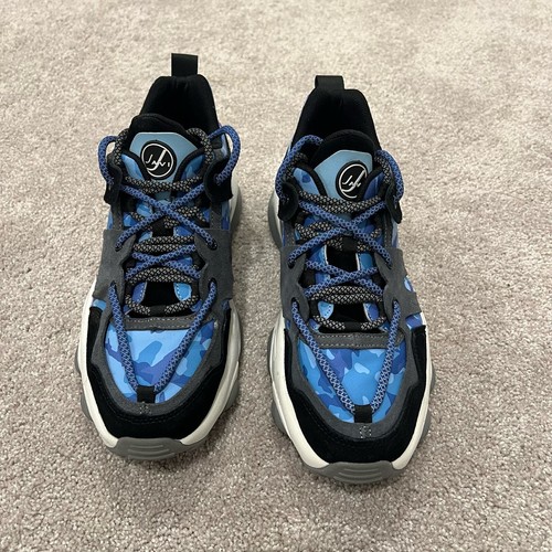 Javi Schuhe Damen Predator blau Tarnmuster klobige Sneaker doppelte Schnürsenkel Größe 9 - Bild 3 von 11