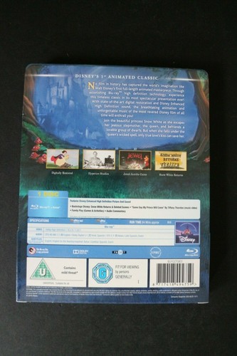 DISNEY SNOW WHITE AND THE SEVEN DWARFS STEELBOOK BLU RAY NEW LENTICULAR NEW - Picture 2 of 2
