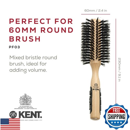 Kent PF03 Round Brush Boar Bristle Hair Brush with Nylon Bristle Mix, Round - Picture 5 of 5
