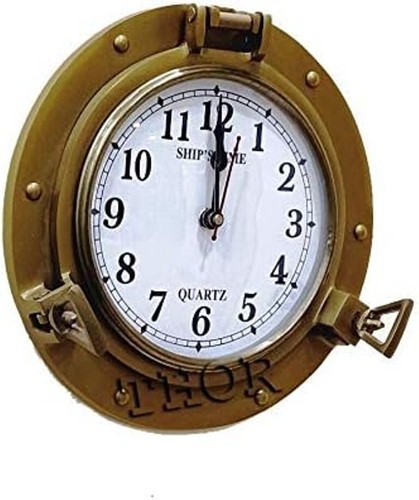 Nautical Antique Porthole Wall Clock Quartz Movement Coastal Home Decor 12" - Picture 3 of 12