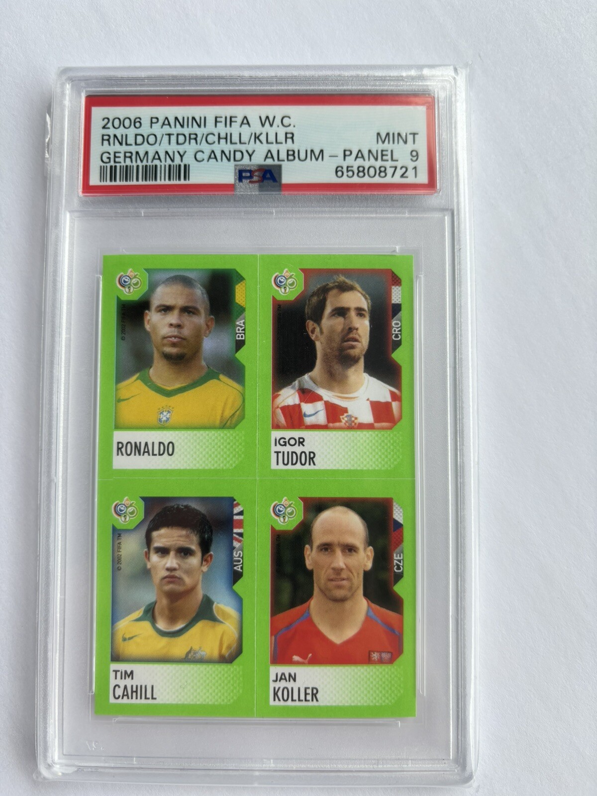 2006 Ronaldo/Tim Cahill/Tudor/Koller Panini FIFA WC Candy PSA 9