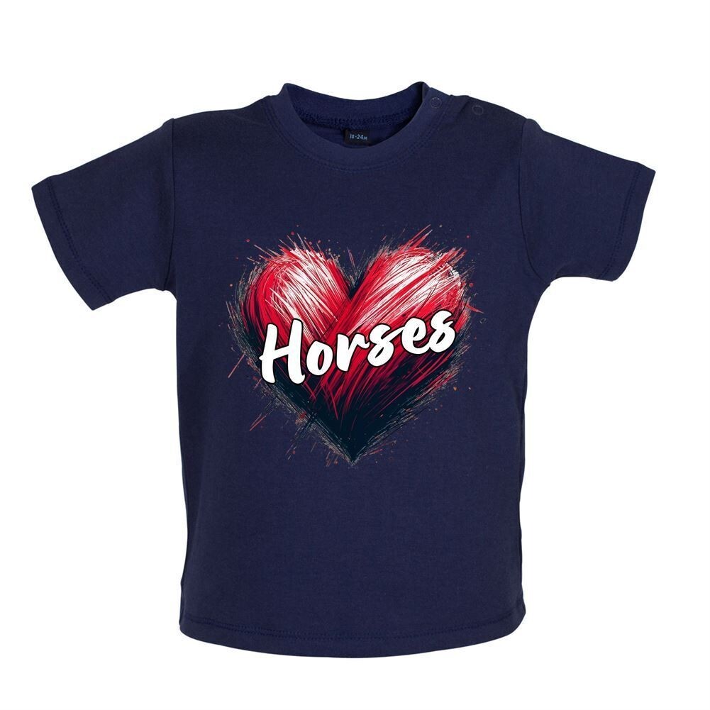 Love Cuore Cavalli Bambino T Shirt Body Cavallo Horseride Fantino Pony
