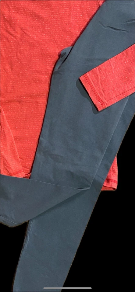 COLECCIÓN TÉ ~ LOTE DE 2 PIEZAS ~ TOP NARANJA BRILLO NIÑAS TALLA 12 Y LEGGINGS VERDES A JUEGO Foto 2 de 4