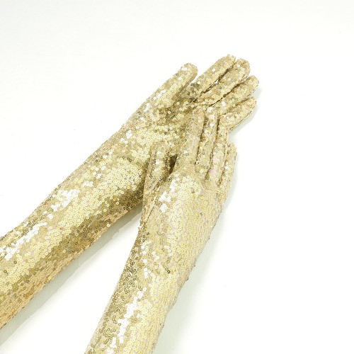 Sparkly Sequins Gloves Women Long Glitter Mesh Elbow Length Vintage Gloves - Bild 58 von 97