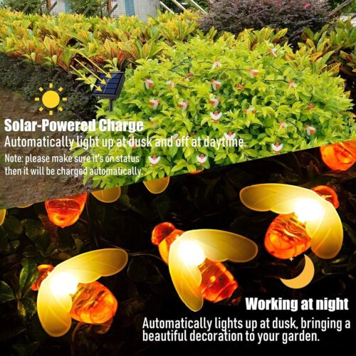 30 LED Solar Powered Bee String Lights Outdoor Yard Garden Decor Waterproof Lamp - Picture 16 of 16