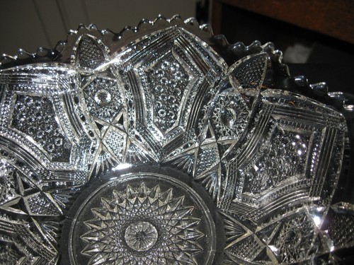 VTG ABP Pressed Centerpiece Glass Bowl Sawtooth Rim Sunburst Gothic Arches MINT - Picture 15 of 17
