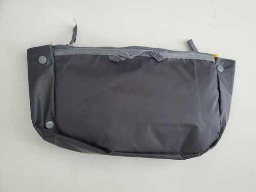 Cosmetic Organizer Bag Yellow Gray Mesh Double Top Zip Snap Sides - Picture 8 of 9