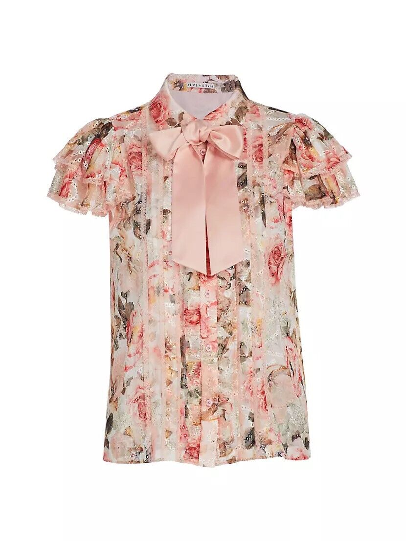NWT Alice + Olivia Minda Floral Print Ruffle Blouse NWT Alice + Olivia Minda Floral Print Ruffle Blouse