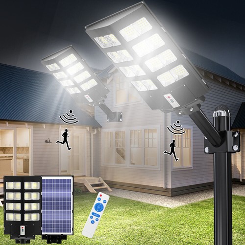 1000W Commercial Solar Street Light Flood Lamp LED Area Dusk To Dawn Wall Lamp - Picture 1 of 12