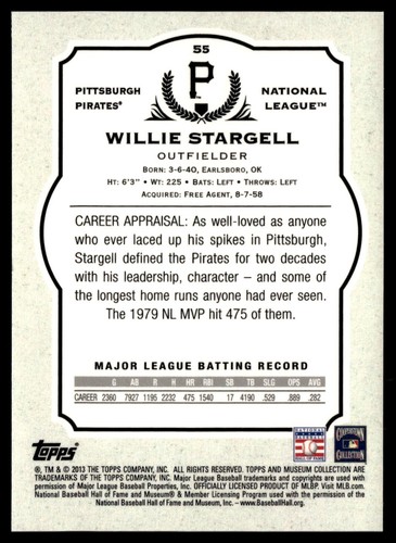 2013 Topps Museumskollektion - Willie Stargell #55 - Bild 2 von 2